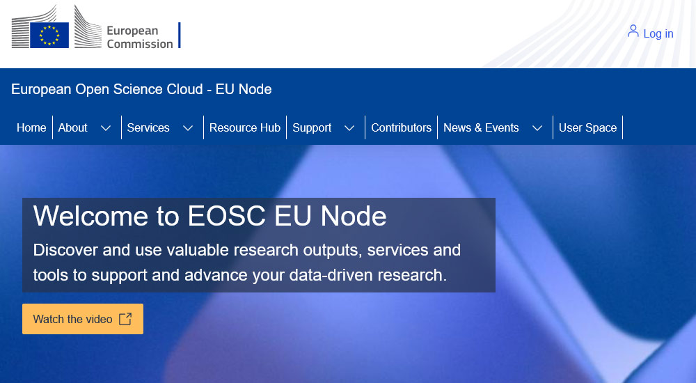 Screenshot der Website European Open Science Cloud